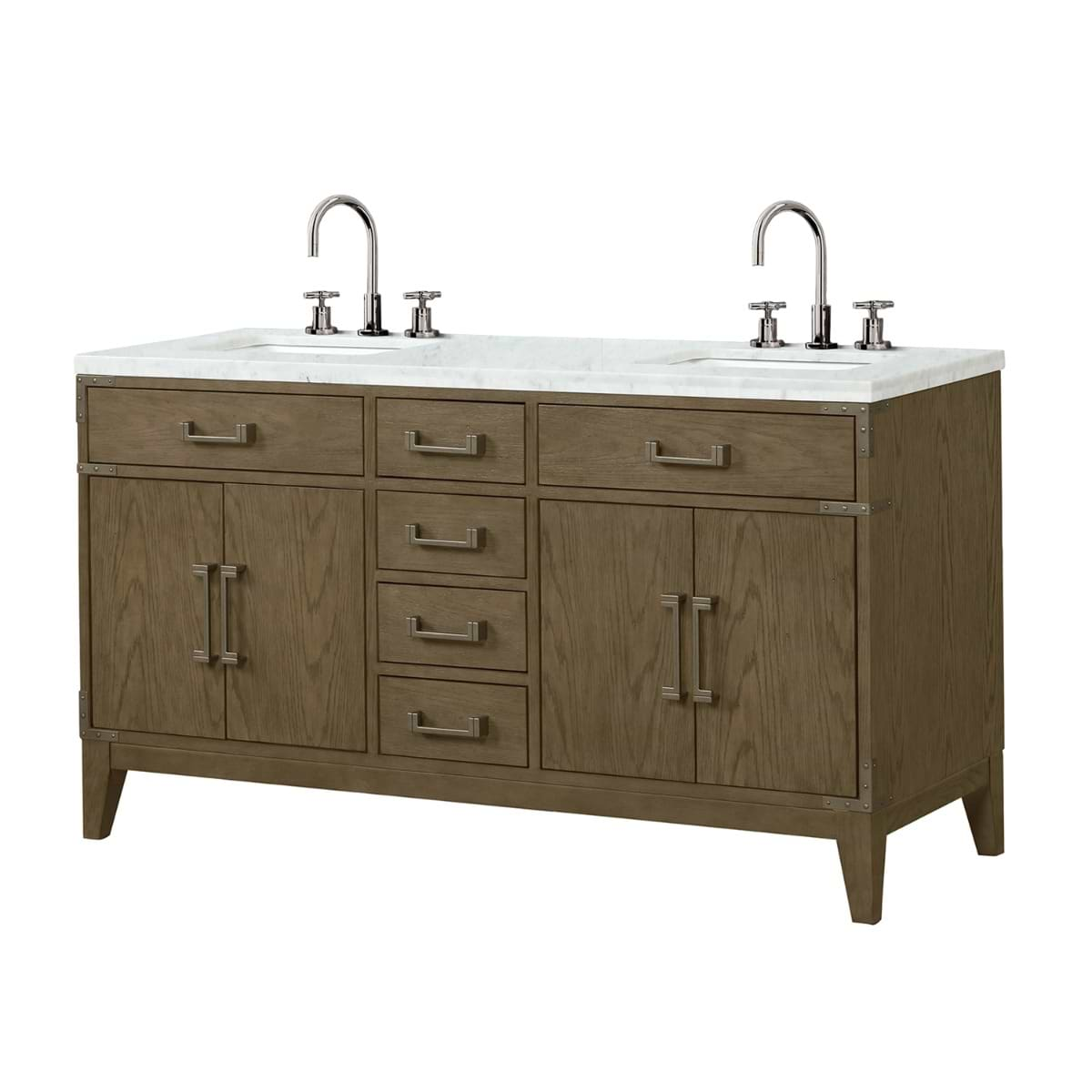 Aiden Gray Oak 60" Double Vanity wth Carrara Marble Top