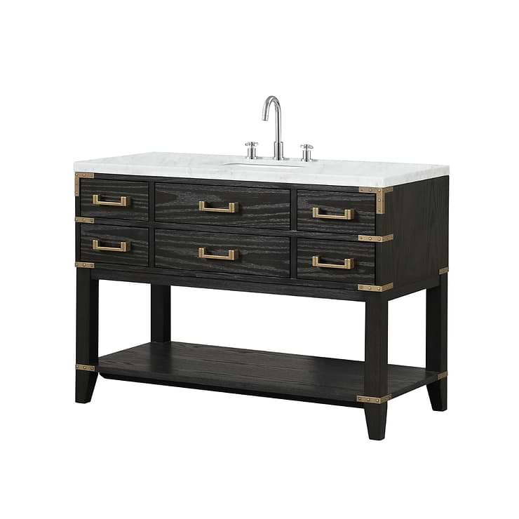 Calico Black Oak 48" Single Vanity with Carrara Marble Top