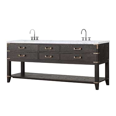 Calico Brown Oak 80" Double Vanity with Carrara Marble Top