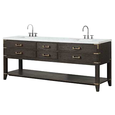 Calico Brown Oak 84" Double Vanity with Carrara Marble Top