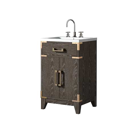 Aiden Brown Oak 20" Single Vanity with Integrated White Acrylic Top