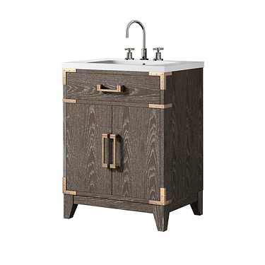Aiden Brown Oak 24" Single Vanity with Integrated White Acrylic Top