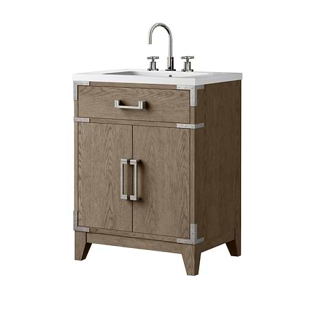 Aiden Gray Oak 24" Single Vanity with Integrated White Acrylic Top