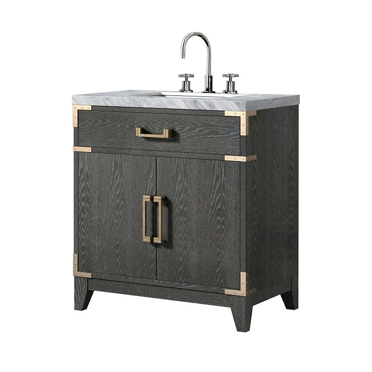 Aiden Black Oak 30" Single Vanity with Carrara Marble Top