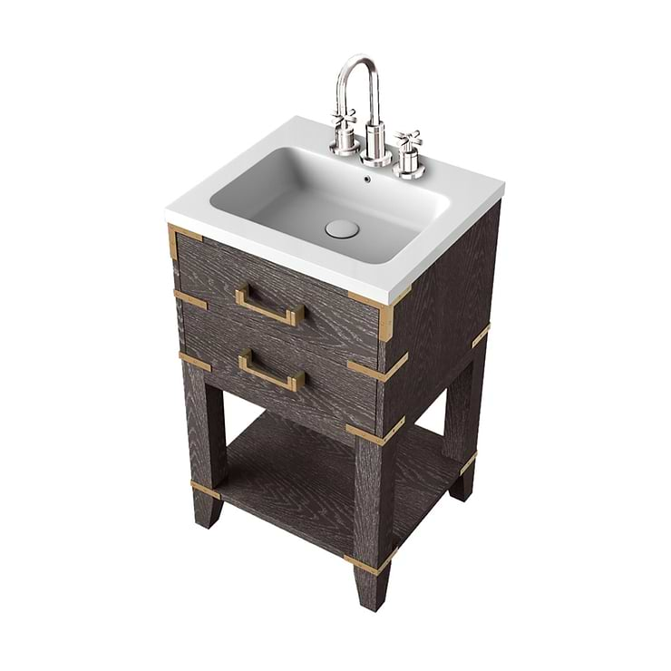 Calico Brown Oak 20" Single Vanity with Integrated White Acrylic Top