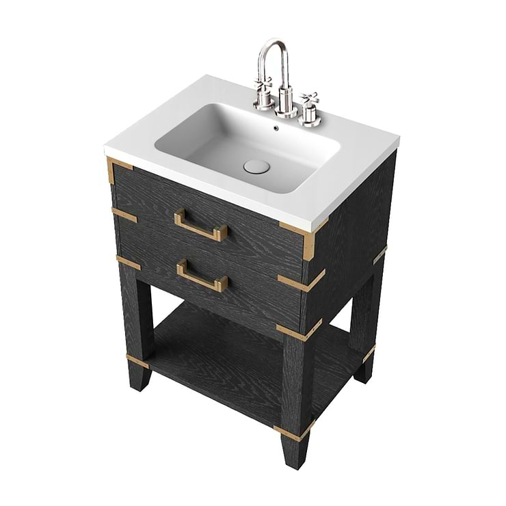 Calico Black Oak 24" Single Vanity with Integrated White Acrylic Top