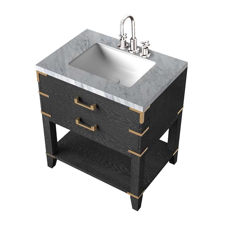 Calico Black Oak 30" Single Vanity with Carrara Marble Top