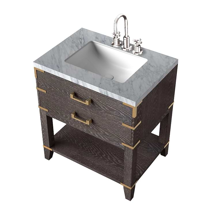 Calico Brown Oak 30" Single Vanity with Carrara Marble Top