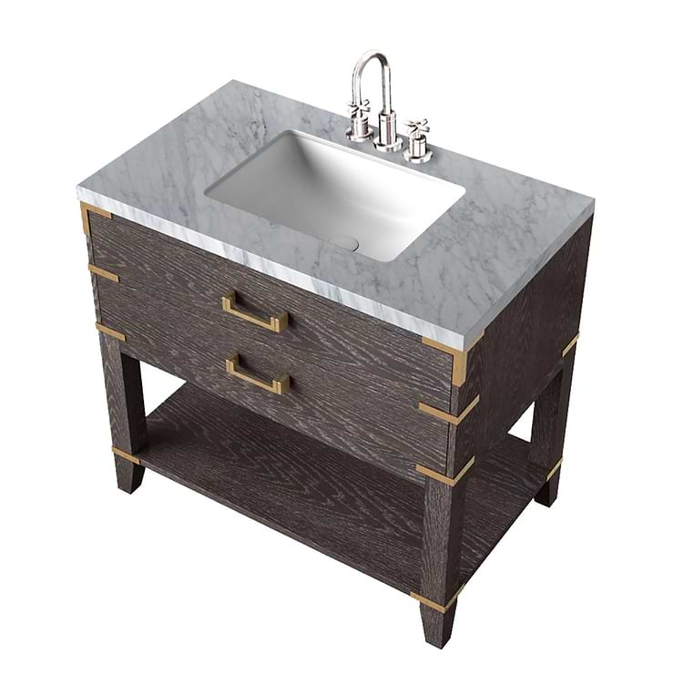 Calico Brown Oak 36" Single Vanity with Carrara Marble Top