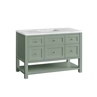 Breckenridge Smokey Celadon 48" Single Vanity with Arctic Fall Solid Surface Top by JMV