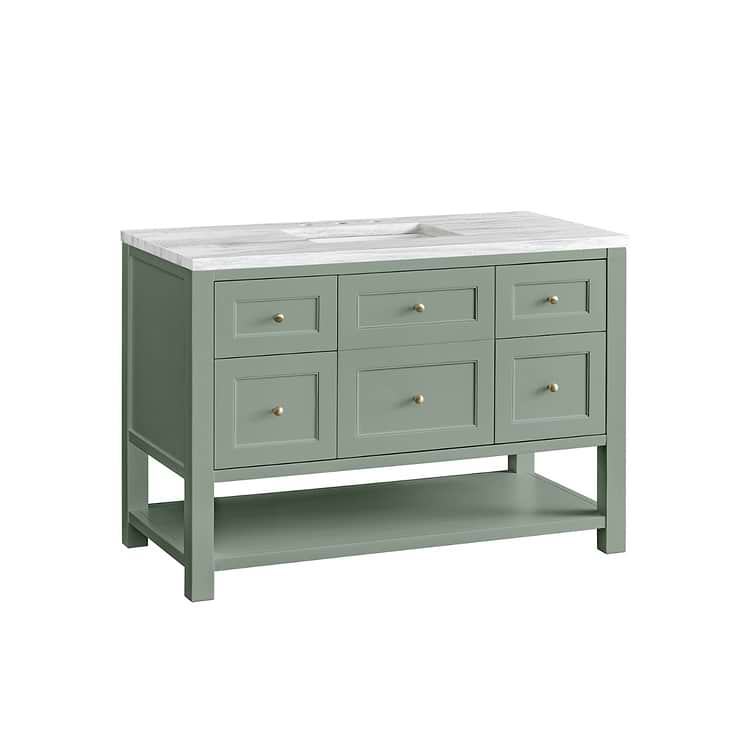 James Martin Vanities Breckenridge Smokey Celadon Green 48" Single Vanity with Arctic Fall Solid Surface Top