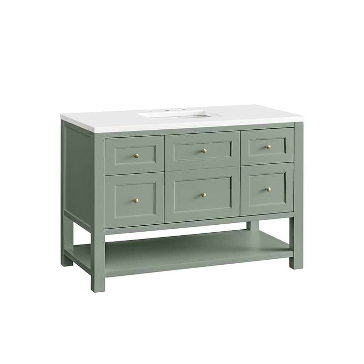 James Martin Vanities Breckenridge Smokey Celadon Green 48" Single Vanity with White Zeus Quartz Top