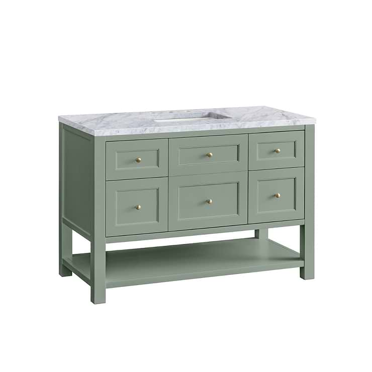 James Martin Vanities Breckenridge Smokey Celadon Green 48" Single Vanity with Carrara Marble Top