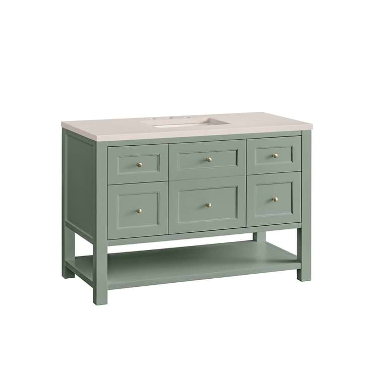 James Martin Vanities Breckenridge Smokey Celadon Green 48" Single Vanity with Eternal Marfil Quartz Top