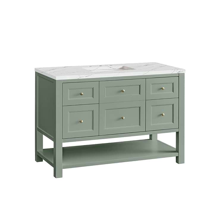 James Martin Vanities Breckenridge Smokey Celadon Green 48" Single Vanity with Ethereal Noctis Quartz Top