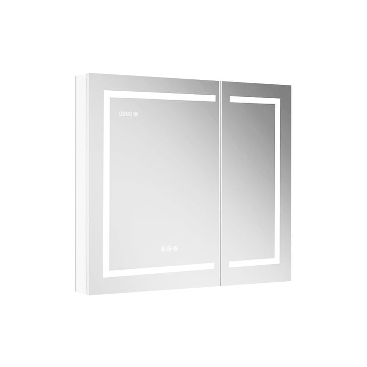 Rory Grooved 36x32" Rectangle Recessed or Wall Mounted LED Medicine Cabinet with Mirror