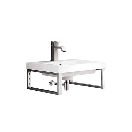 Boston Brushed Nickel 20" Floating Sink with White Integrated Top by JMV