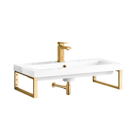 Boston Radiant Gold 32" Floating Sink with White Integrated Top by JMV