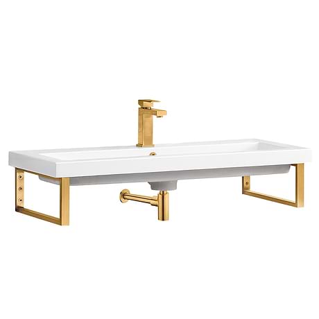 Boston Radiant Gold 40" Floating Sink with White Integrated Top by JMV