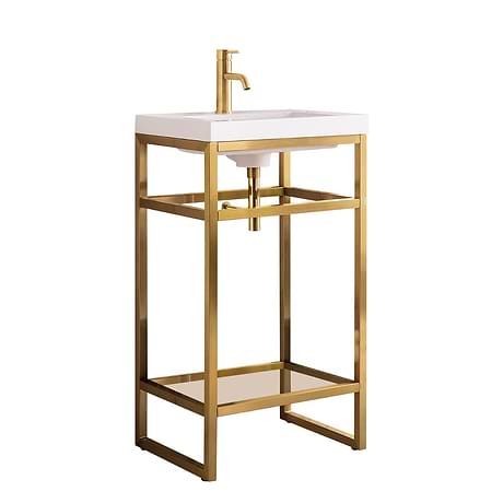 Boston Radiant Gold 20" Freestanding Vanity with White Integrated Top by JMV