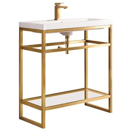 Boston Radiant Gold 32" Freestanding Vanity with White Integrated Top by JMV