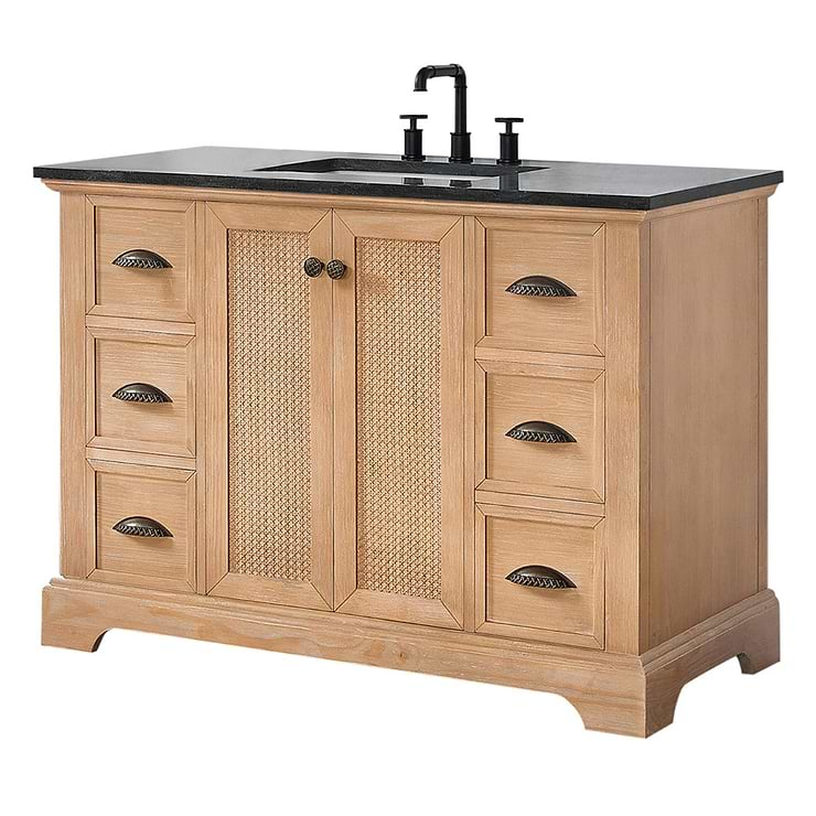 Olivier Blonde Wood 48" Single Vanity with Black Marble Top