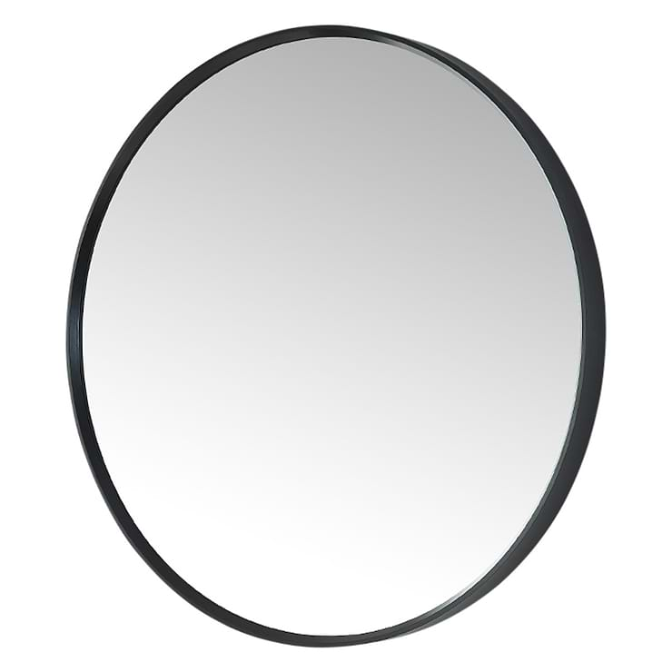 Olinda Brushed Black 28" Framed Round Mirror