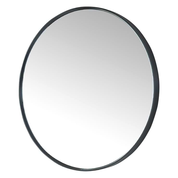 Olinda Brushed Black 32" Framed Round Mirror