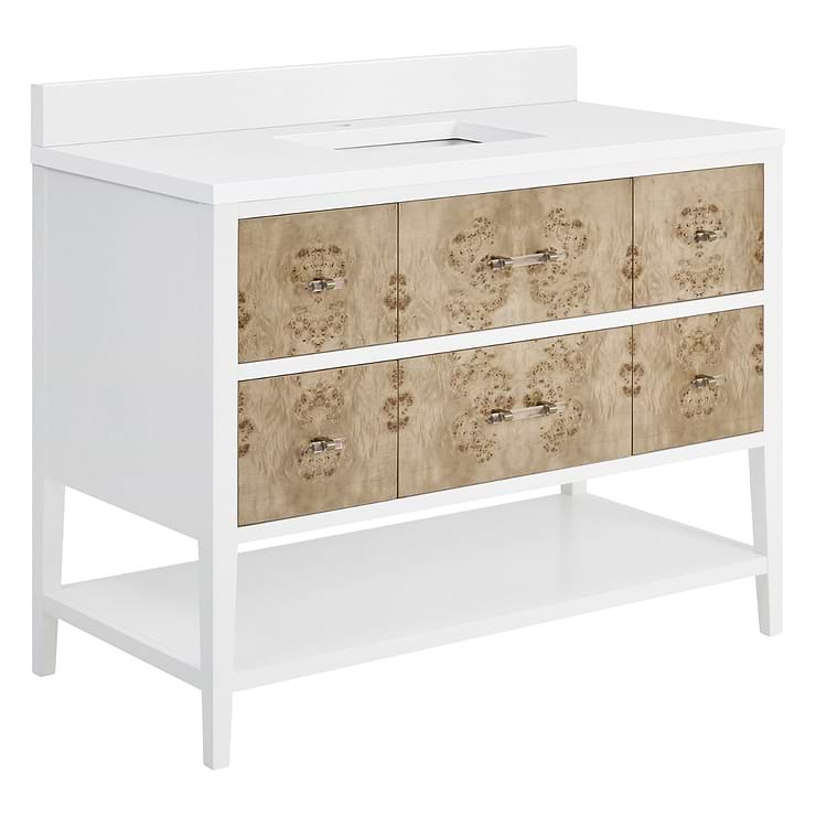 James Martin Vanities Olena Light Mappa 48" Single Vanity with White Quartz Top and Backsplash