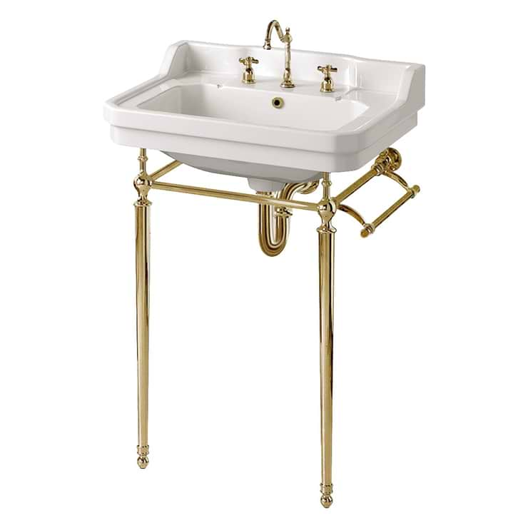 James Martin Vanities Wellington Brass 24" Single Vanity with Integrated White Porcelain Top