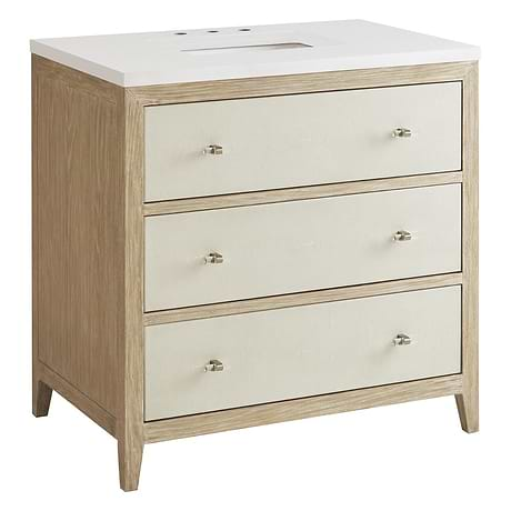 Celeste Sunwashed Oak 36" Single Vanity with White Quartz Top by JMV