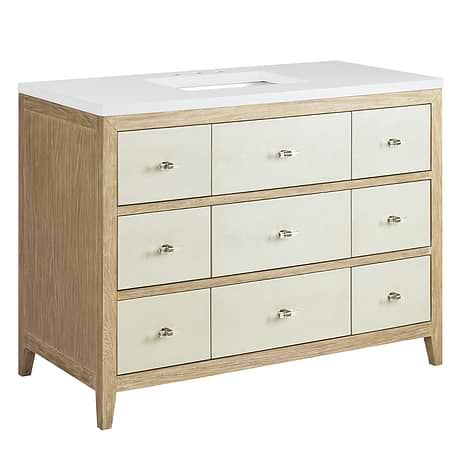 Celeste Sunwashed Oak 48" Single Vanity with White Quartz Top by JMV