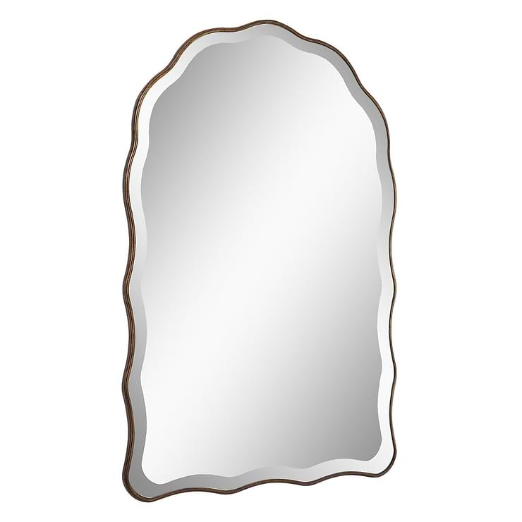 Ziva Bronze 24x36" Wavy Arched Mirror