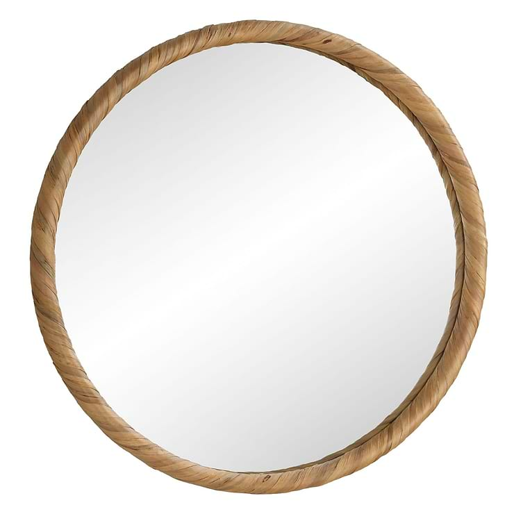 Olora Brown Seagrass 32" Round Mirror