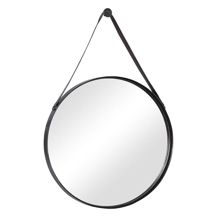 Rikki Bronze 30" Round Mirror with Strap