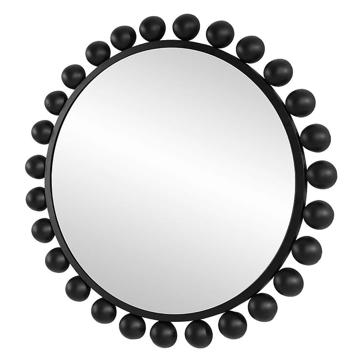 Orly Matte Black 34" Round Mirror