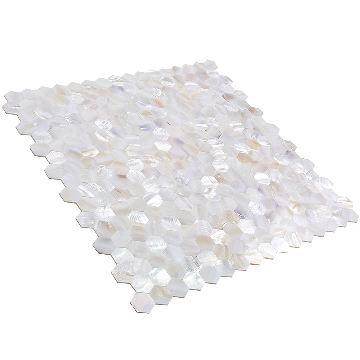 Serene White Pearl Hexagons Tile 