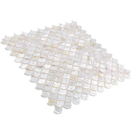 Oyster White 1" Fish Scale Polished Pearl Mosaic