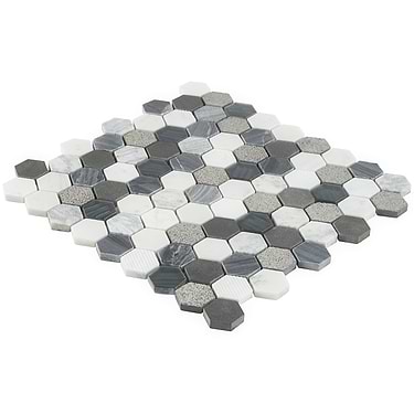 Esker Oxford Gray Hexagon Textured Marble Mosaic