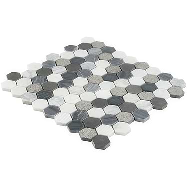 Esker Oxford Gray Hexagon Textured Marble Mosaic - Sample