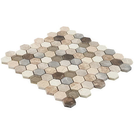 Esker Windrift Beige 1" Textured Hexagon Marble Mosaic
