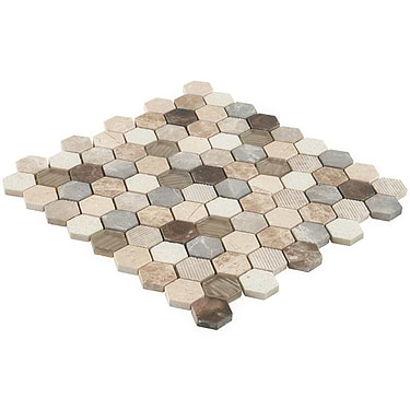 Esker Windrift Beige Textured Hexagon Marble Mosaic - Sample