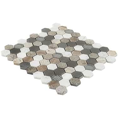 Esker Stratus Multicolor Hexagon Textured Marble Mosaic