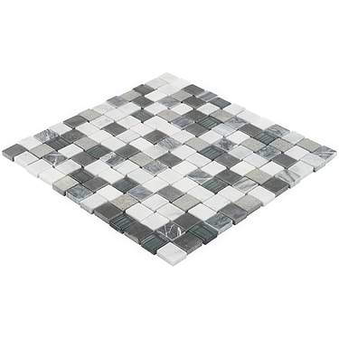 Esker Oxford Gray 1" Square Textured Marble Mosaic