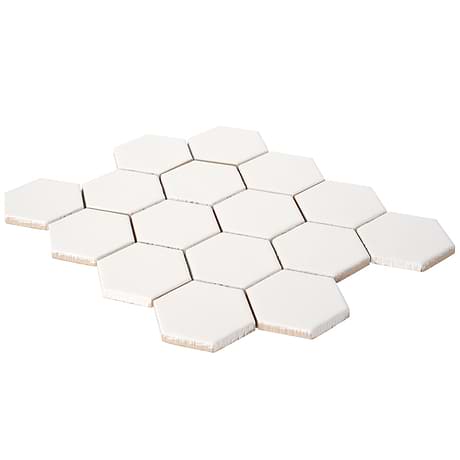 Meadowmere White 3" Hexagon Matte Ceramic Mosaic