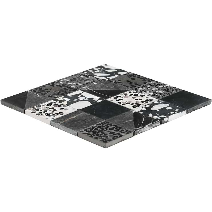 Elizabeth Sutton Artem Raven Black & Gray 3x3 Polished & Honed Marble and Terrazzo Mosaic Tile