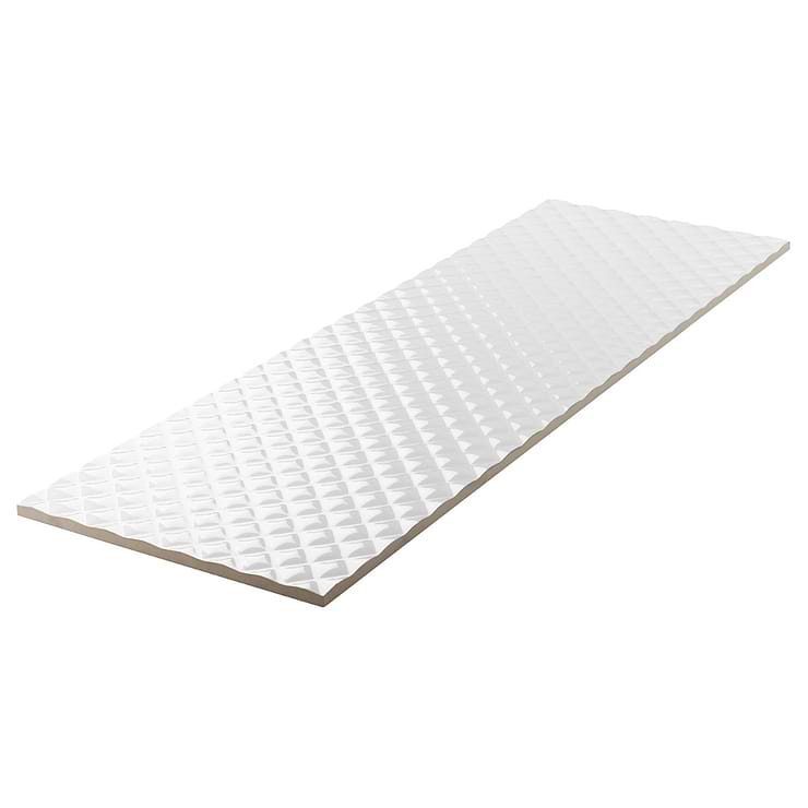 Reverb Pillowed White 12x36 3D Glossy Ceramic Tile