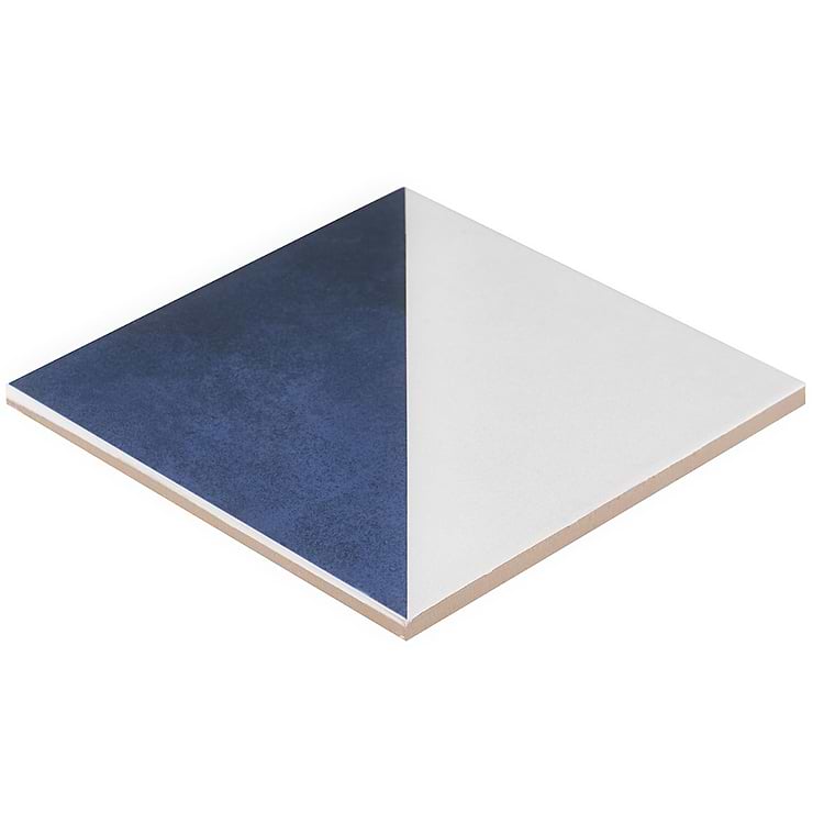 Art Geo Cement Dos Blue by Elizabeth Sutton 8x8 Matte Porcelain Tile: Diamond Pattern