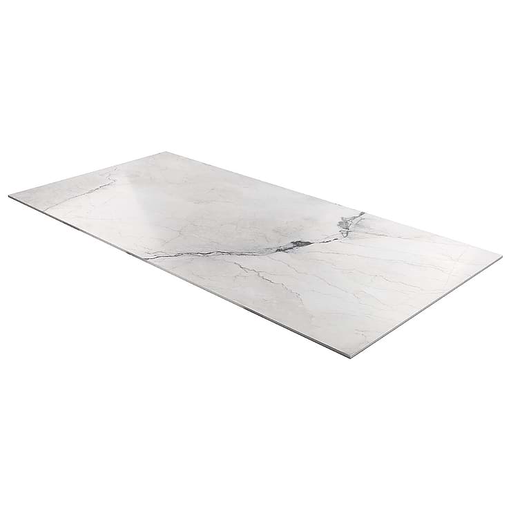 Romani Camouflage White 24x48 Marble Look Satin Porcelain Tile