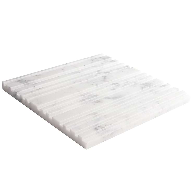 Barcode by Michael Habachy Entero Carrara White 8x8 Textured 3D Honed Marble Tile